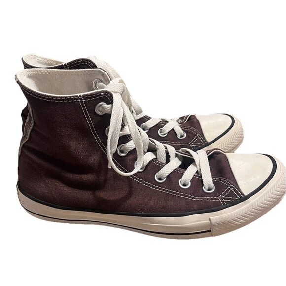 Converse Chuck Taylor All-Star High Top Sneaker Brown Plaid Heel Panel Women's 8 - Picture 2 of 6
